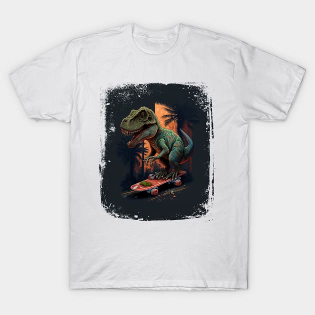 Skateboarding T-rex Dinosaur T-Shirt by K3rst